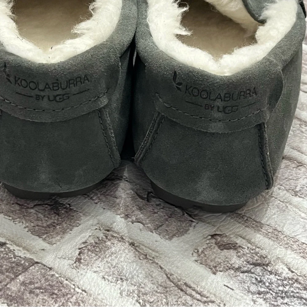 UGG Slippers Koolaburra Tipton Grey Faux Fur Slip On 1105893 Moccasins‎ Men’s 9